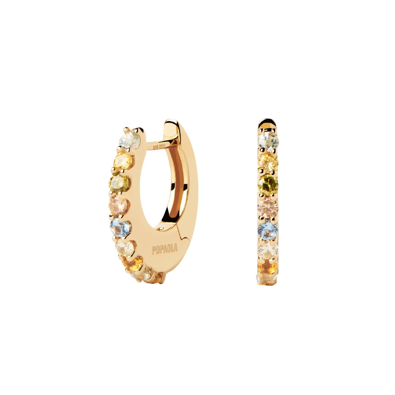 Orecchini piccoli donna PDPAOLA Essential Rainbow argento dorato zirconi multicolor AR01-B90-U-1