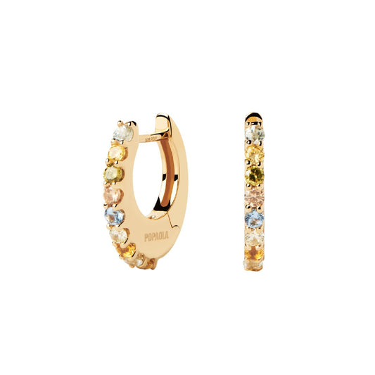 Orecchini piccoli donna PDPAOLA Essential Rainbow argento dorato zirconi multicolor AR01-B90-U-1