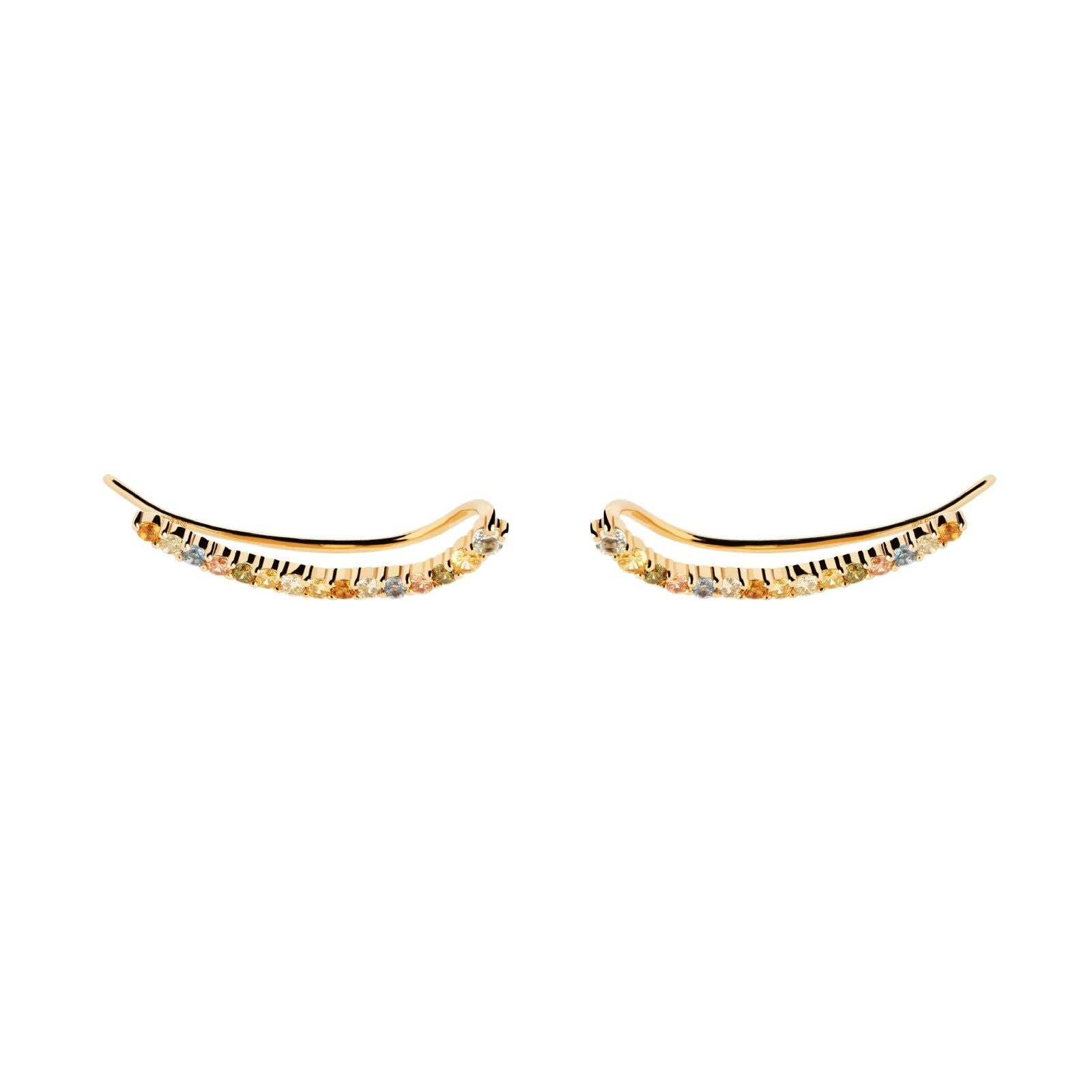 Orecchini lobo donna PDPAOLA Essential Rainbow argento dorato zirconi multicolor AR01-B99-U-1
