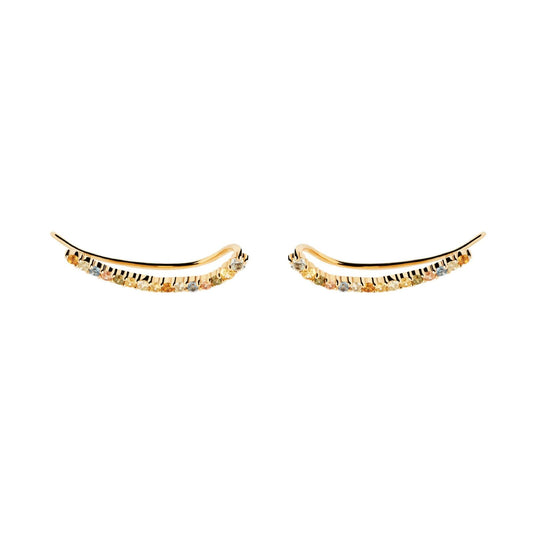 Orecchini lobo donna PDPAOLA Essential Rainbow argento dorato zirconi multicolor AR01-B99-U-1