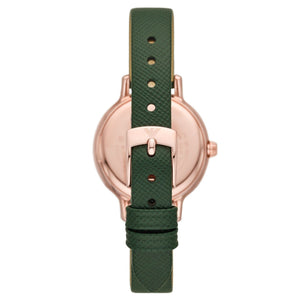 Orologio solo tempo in acciaio e pelle Emporio Armani da donna di colore verde e oro rosa con cristalli su quadrante e ghiera AR11577