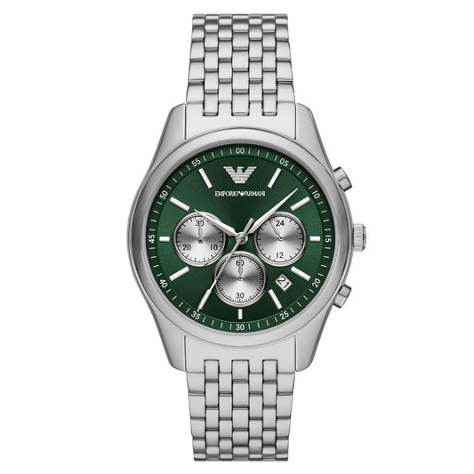 Orologio crono uomo Emporio Armani in acciaio quadrante verde 41mm AR11581-1