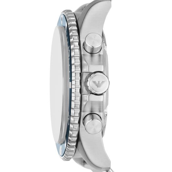 Orologio crono uomo Emporio Armani in acciaio mesh quadrante blu 43mm AR11587-3