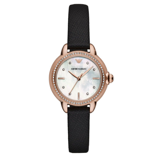 Orologio donna Emporio Armani acciaio pelle con madreperla e cristalli 32mm AR11598-1