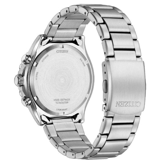 Orologio crono uomo Citizen Sporty in acciaio quadrante blu lunetta nera 43mm AT2560-84L-2