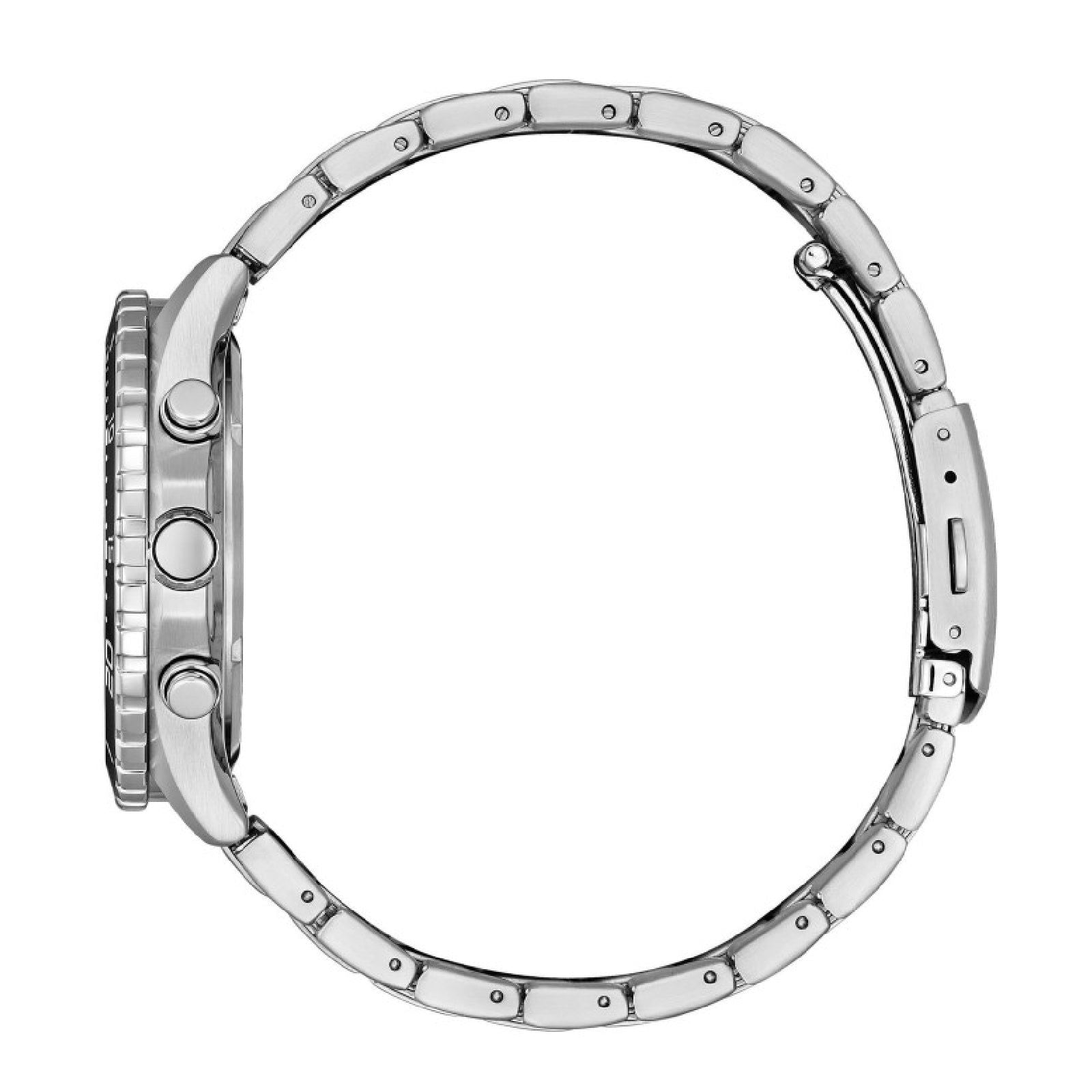 Orologio crono uomo Citizen Sporty in acciaio quadrante blu lunetta nera 43mm AT2560-84L-3