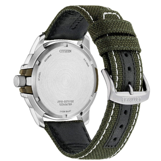 Orologio solo tempo uomo Citizen Sporty in acciaio e nylon verde khaki 44mm AW1801-19X-2