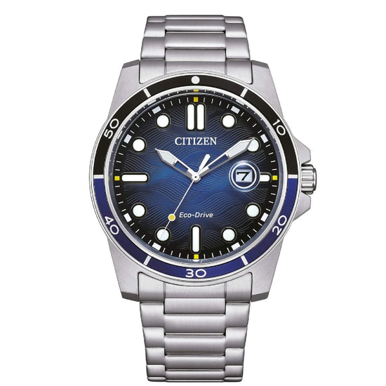 Orologio solo tempo uomo Citizen Sporty in acciaio con quadrante blu 42mm AW1810-85L-1
