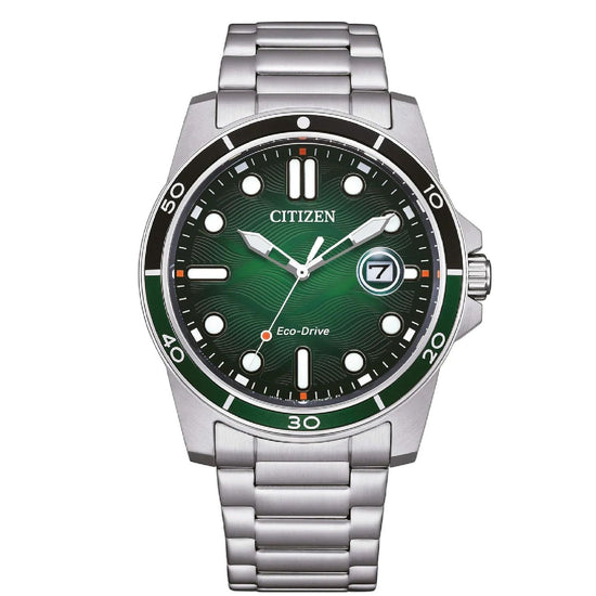 Orologio solo tempo uomo Citizen Sporty in acciaio con quadrante verde 42mm AW1811-82X-1