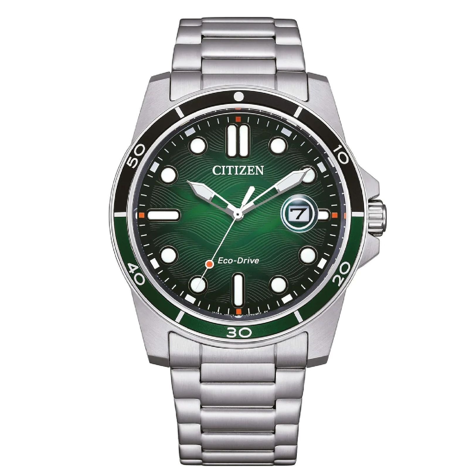 Orologio solo tempo uomo Citizen Sporty in acciaio con quadrante verde 42mm AW1811-82X-1