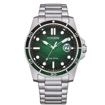 Orologio solo tempo uomo Citizen Sporty in acciaio con quadrante verde 42mm AW1811-82X-1