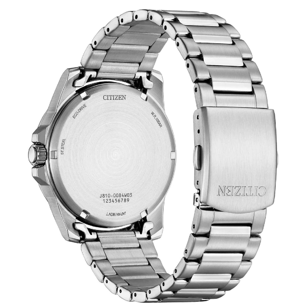 Orologio solo tempo da uomo Citizen Sporty con cassa 42 mm e bracciale in acciaio con quadrante verde a onde AW1816-89L