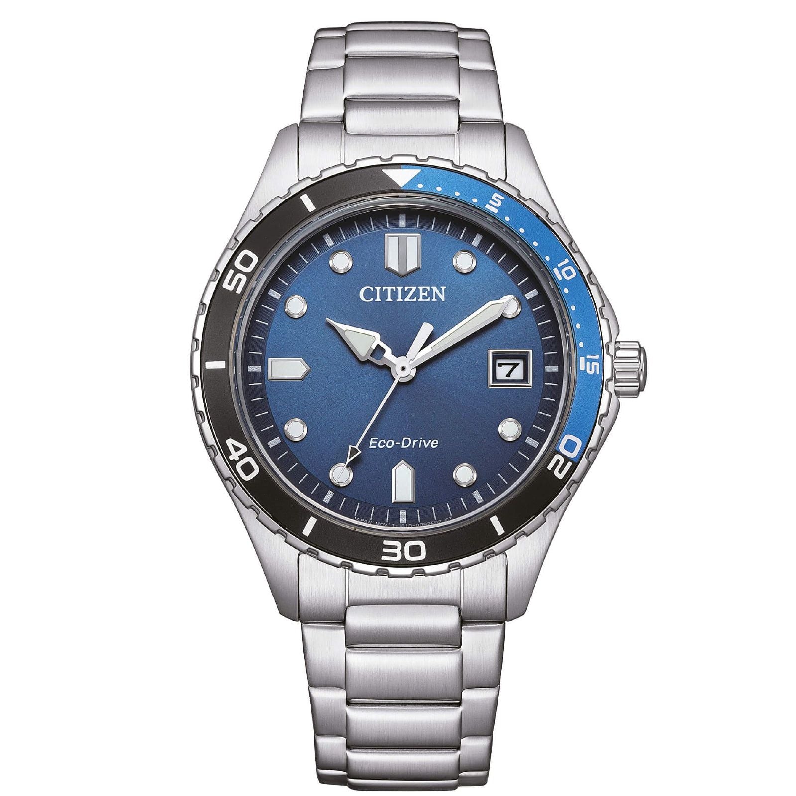Orologio solo tempo uomo Citizen Sporty in acciaio con quadrante blu 37mm AW1821-89L-1