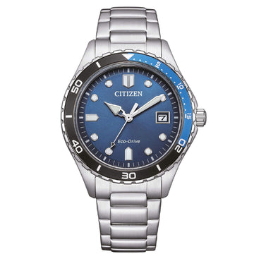 Orologio solo tempo uomo Citizen Sporty in acciaio con quadrante blu 37mm AW1821-89L-1