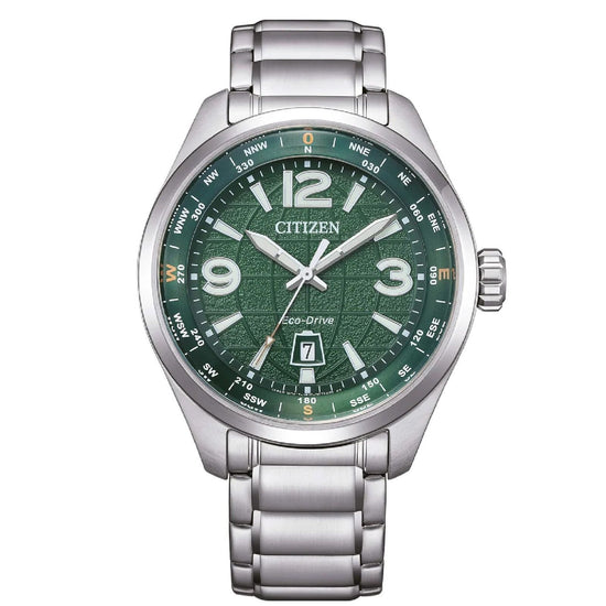 Orologio solo tempo uomo Citizen Outdoor in acciaio con quadrante verde 42,5mm AW1830-88X-1