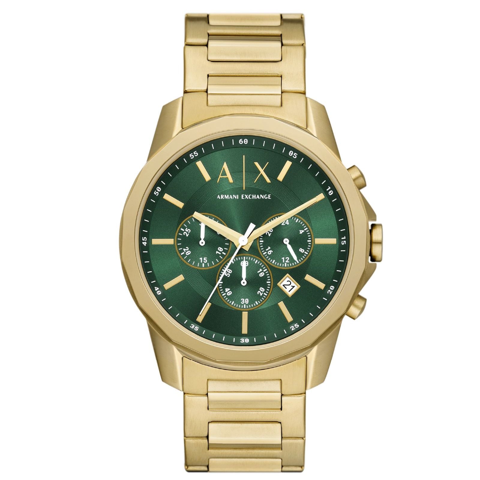 Orologio cronografo in acciaio Armani Exchange uomo oro e verde con datario AX1746-1