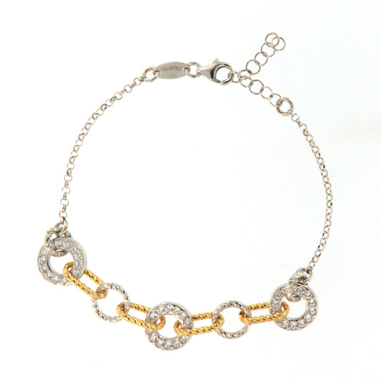 Bracciale donna Fraboso argento bicolor rosé con centrale Regolabile 19-22 cm