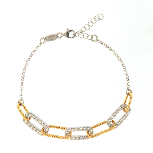 Bracciale donna Fraboso argento bicolor rosé con decoro Regolabile 19-22 cm