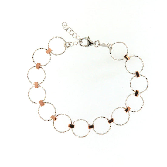 Bracciale Fraboso Incanto cerchi in argento ed elementi rosé Regolabile 18,5-21,5 cm