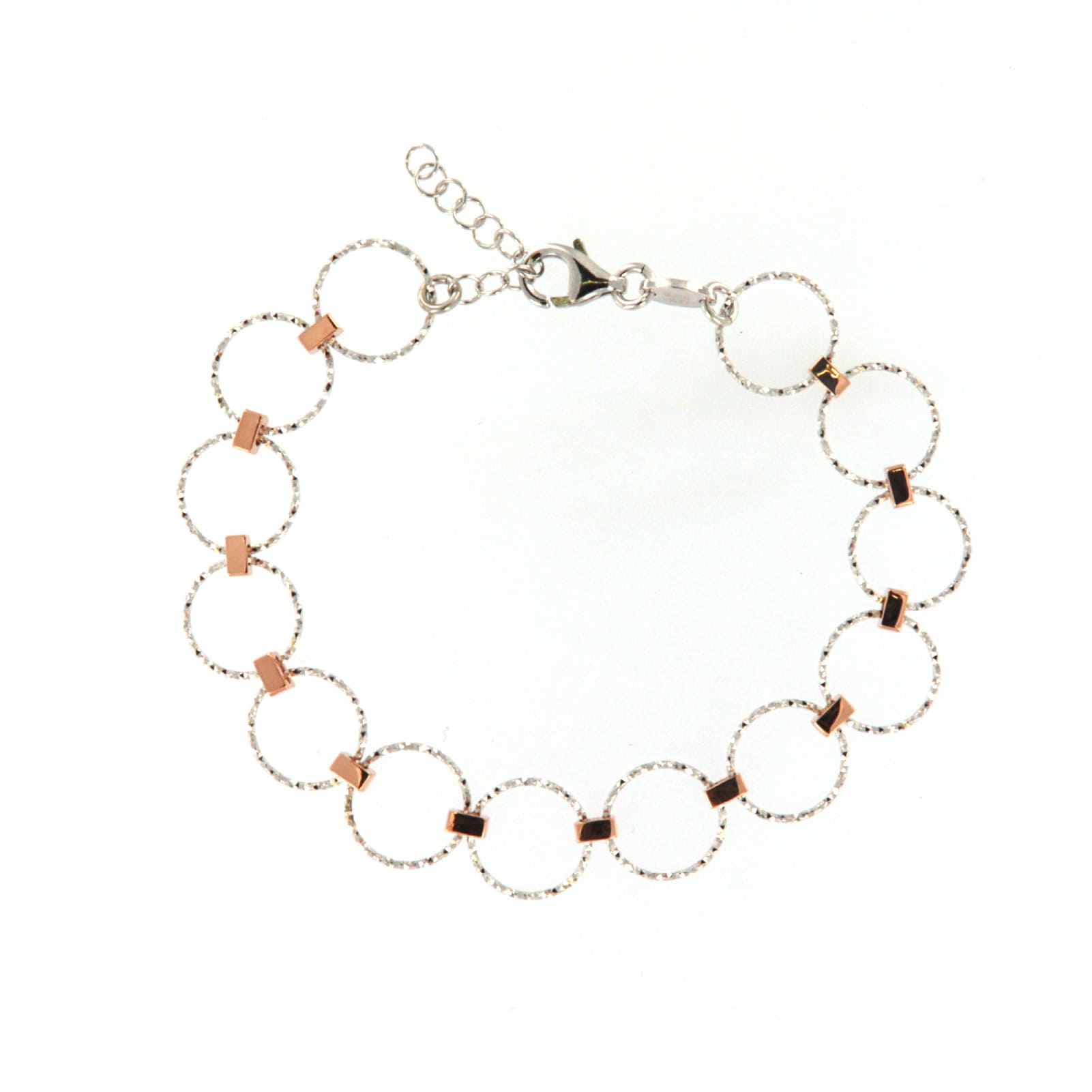 Bracciale Fraboso Incanto cerchi in argento ed elementi rosé Regolabile 18,5-21,5 cm