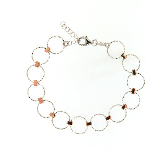 Bracciale Fraboso Incanto cerchi in argento ed elementi rosé Regolabile 18,5-21,5 cm