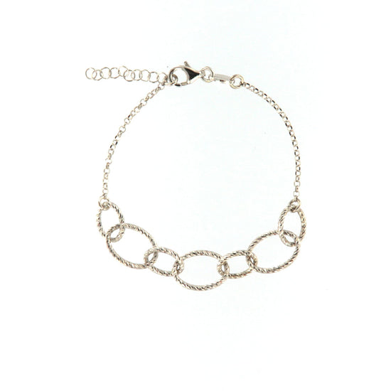 Bracciale catena Fraboso in argento rodiato con ovali Regolabile 18,5-21,5 cm