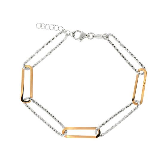 Bracciale catena Fraboso Urban argento 925 bicolore da donna 21,5 cm