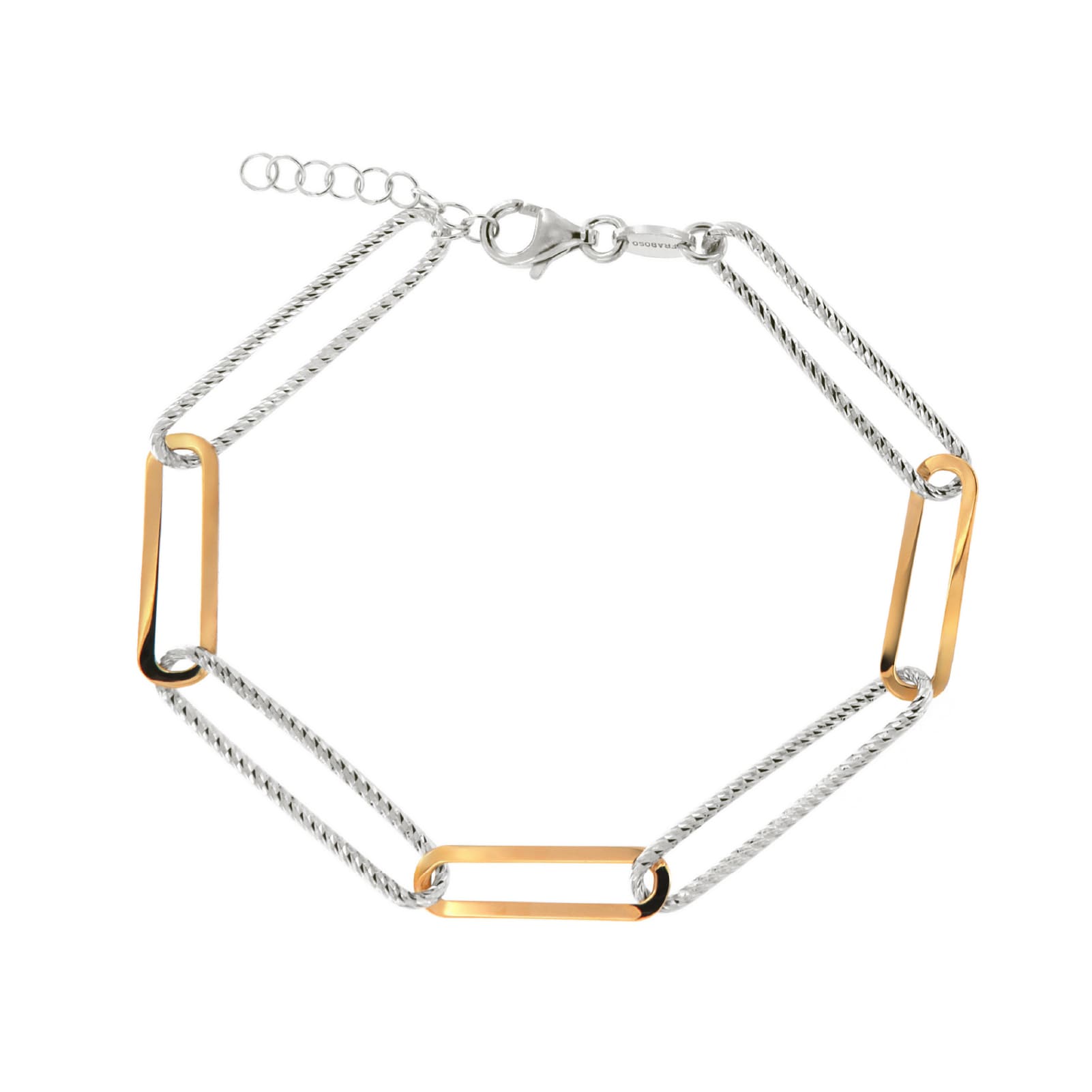 Bracciale catena Fraboso Urban argento 925 bicolore da donna 21,5 cm