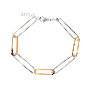 Bracciale catena Fraboso Urban argento 925 bicolore da donna 21,5 cm