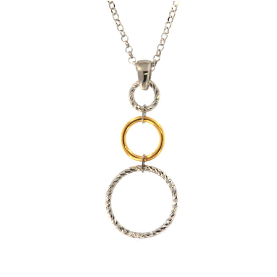 Collana Fraboso Incanto argento cerchi bicolore oro giallo MISURA UNICA