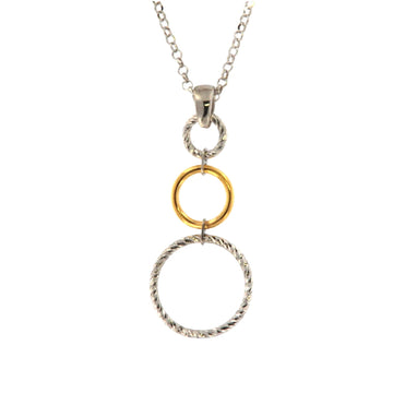 Collana Fraboso Incanto argento cerchi bicolore oro giallo MISURA UNICA