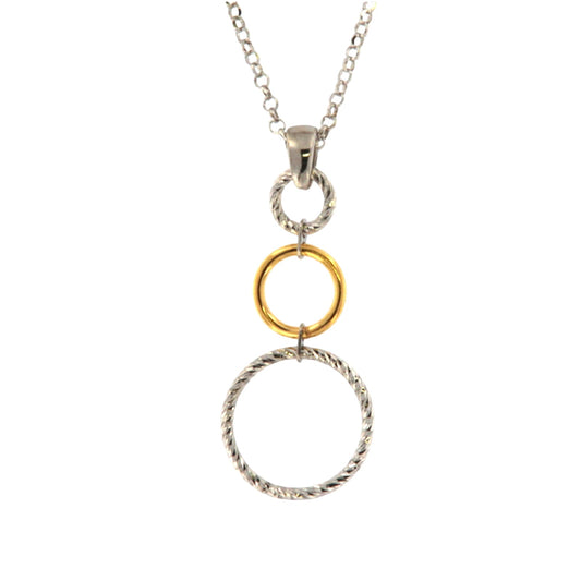 Collana Fraboso Incanto argento cerchi bicolore oro giallo MISURA UNICA