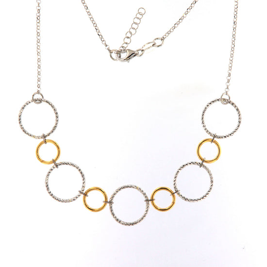 Collana Fraboso Incanto in argento cerchi bicolore oro giallo MISURA UNICA
