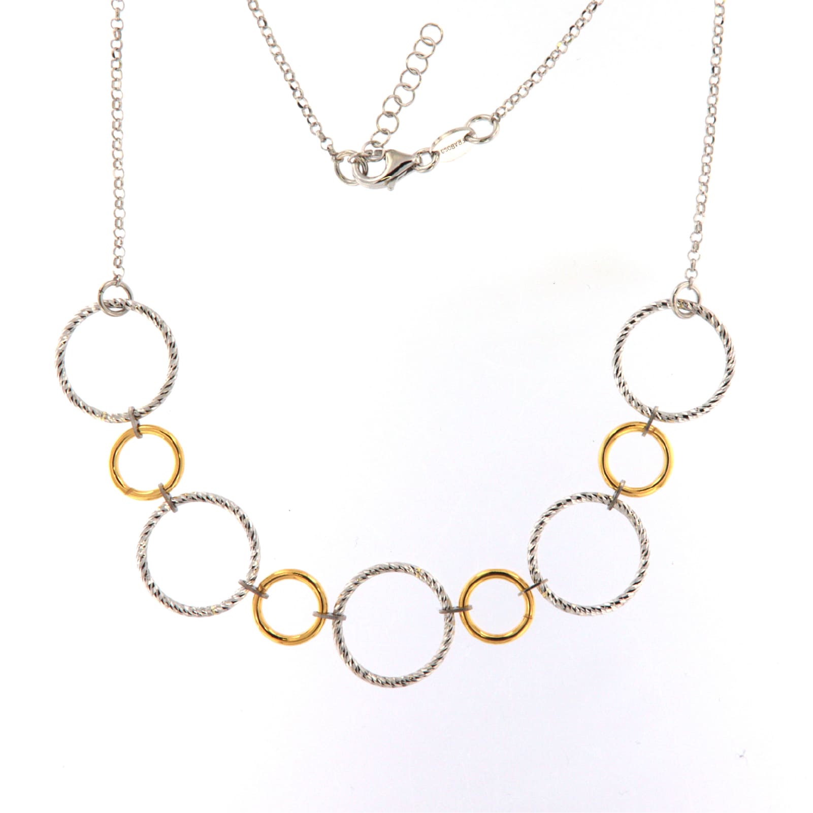 Collana Fraboso Incanto in argento cerchi bicolore oro giallo MISURA UNICA