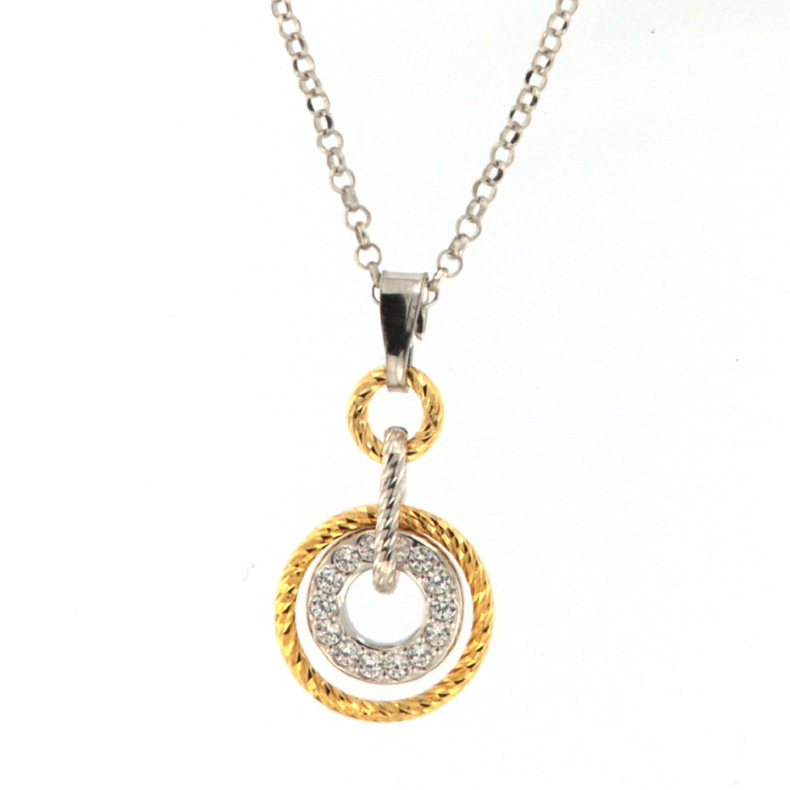 Collana da donna Fraboso in argento bicolor rosé cristalli MISURA UNICA