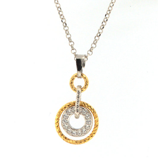 Collana da donna Fraboso in argento bicolor rosé cristalli MISURA UNICA