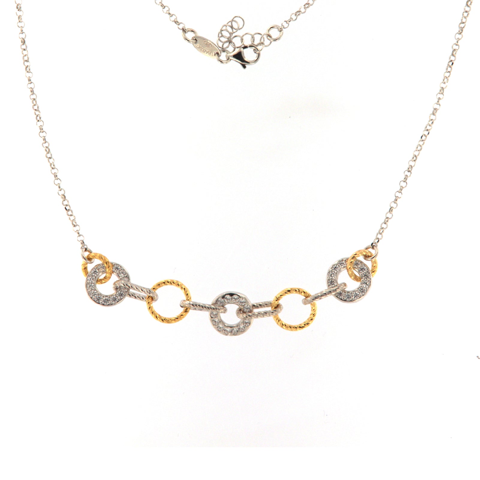 Collana da donna Fraboso in argento bicolor rosé elementi MISURA UNICA
