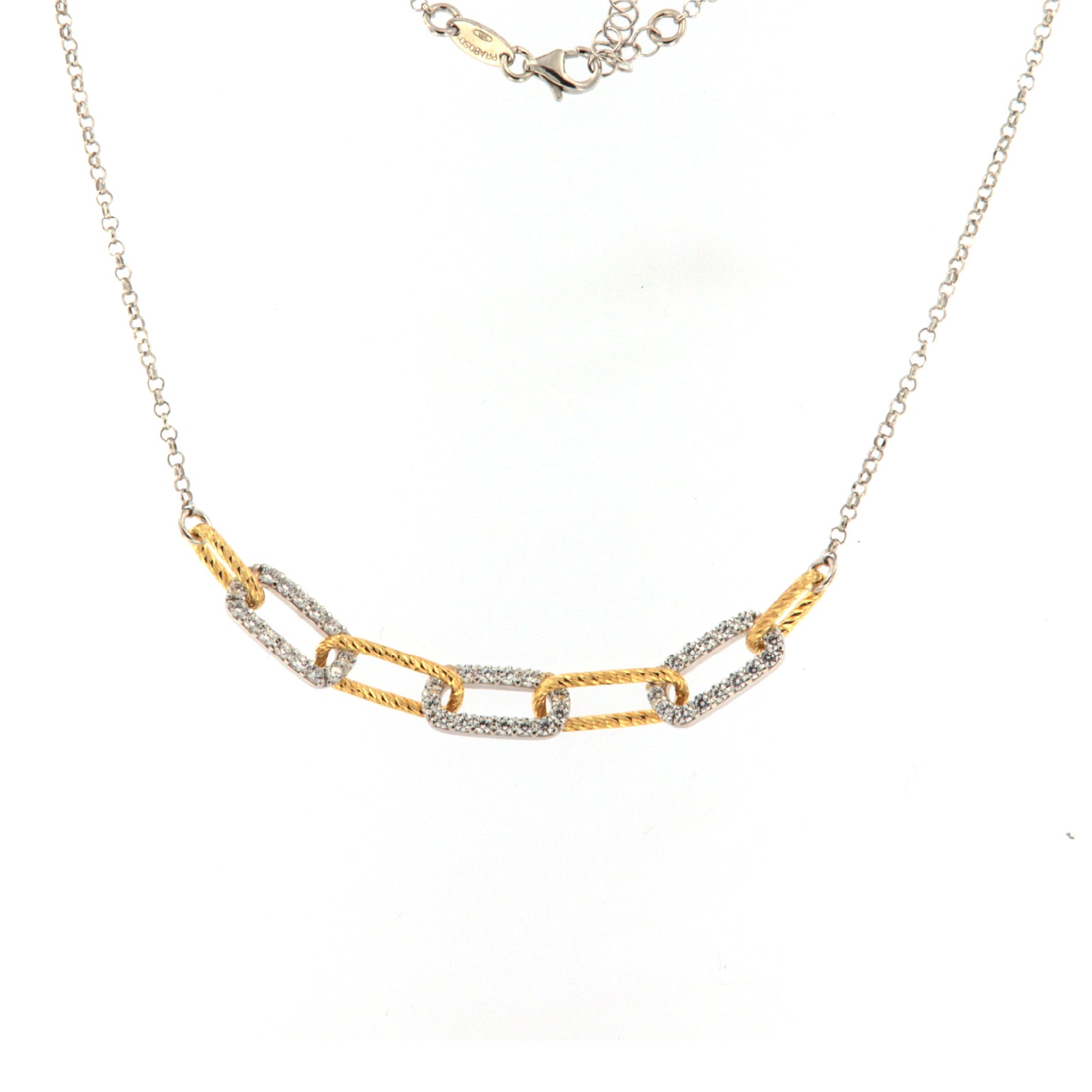 Collana da donna Fraboso in argento bicolor rosé centrale MISURA UNICA