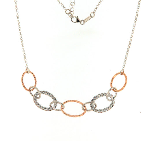 Collana da donna Fraboso in argento bicolor rosé cristalli MISURA UNICA