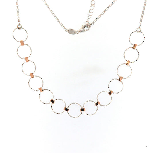 Collana Fraboso Incanto in argento cerchi ed elementi rosé MISURA UNICA