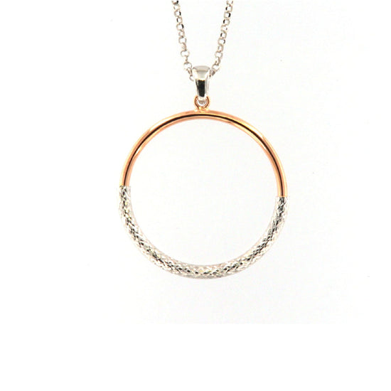 Collana Fraboso Sparta cerchio in argento bicolore oro giallo MISURA UNICA