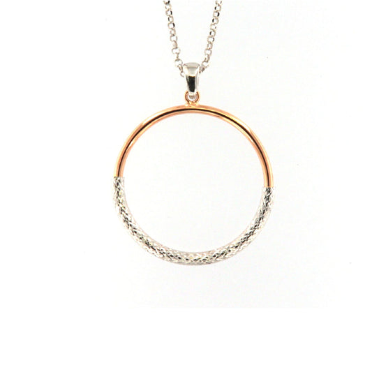 Collana Fraboso Sparta cerchio in argento bicolore oro giallo MISURA UNICA