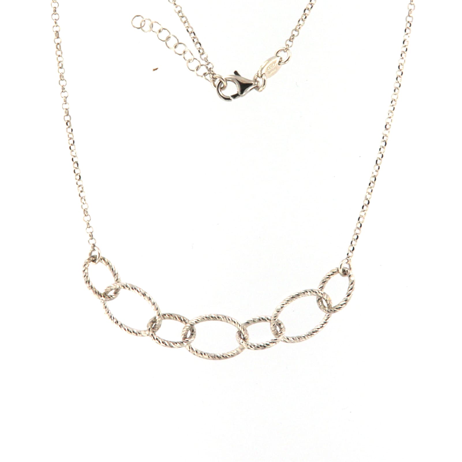 Collana girocollo Fraboso in argento rodiato con ovali MISURA UNICA