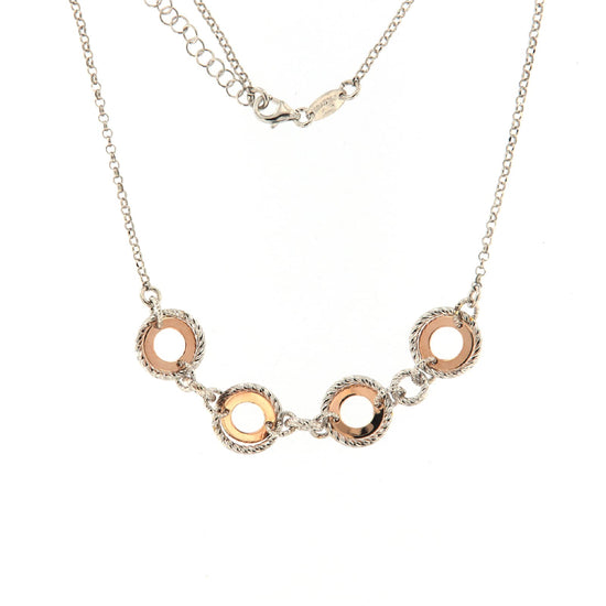Collana girocollo Fraboso Elite in argento e oro rosa cerchi MISURA UNICA