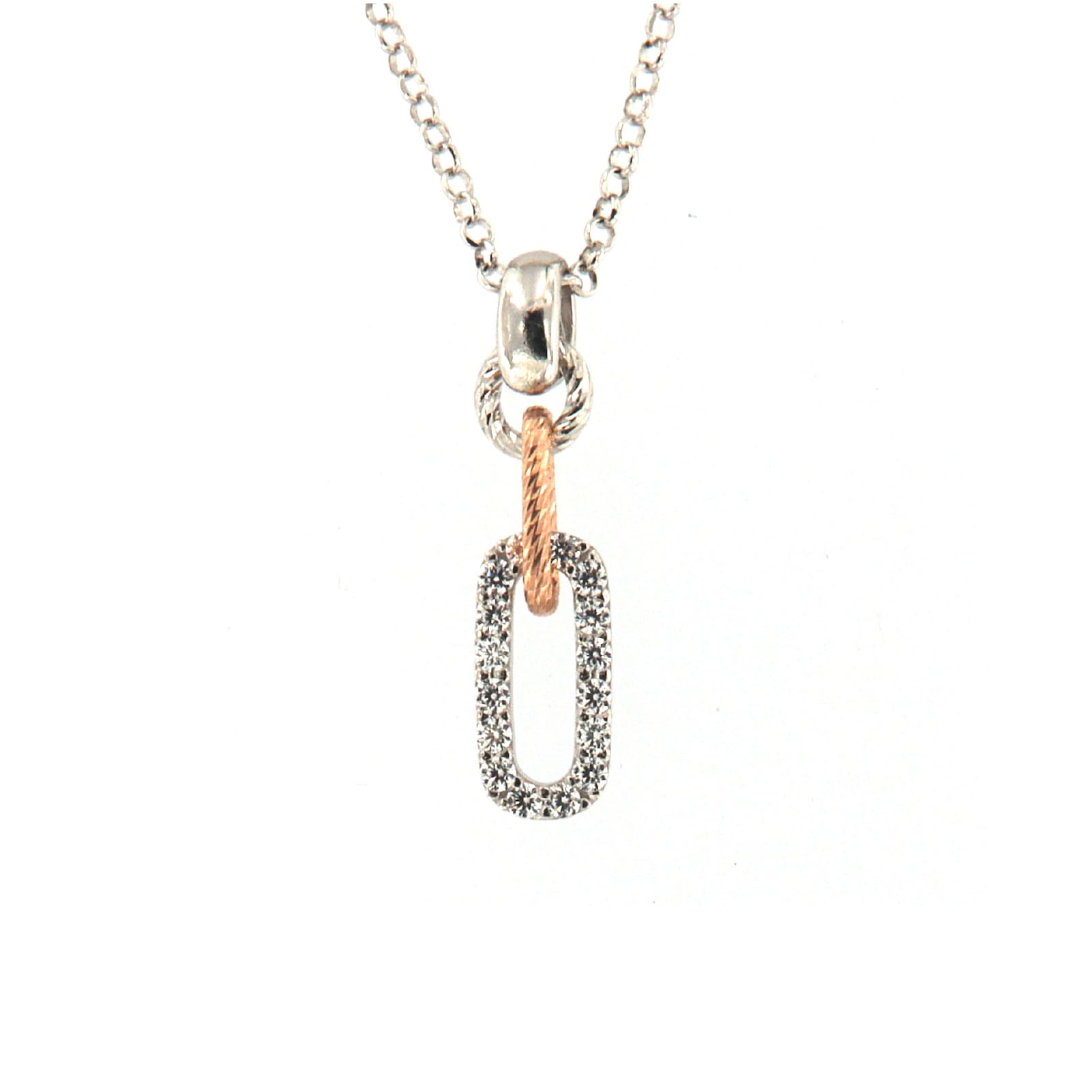 Collana Fraboso Gemme in argento e pendente zirconi bianchi MISURA UNICA