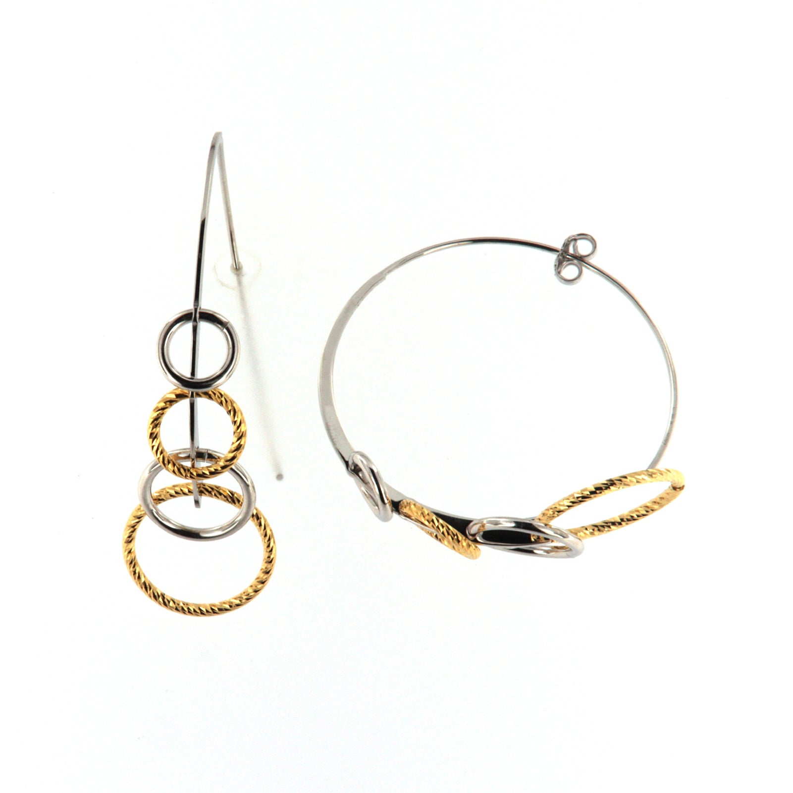 Orecchini a cerchio grande Fraboso in argento 925 rodiato e oro B.OR10668BP