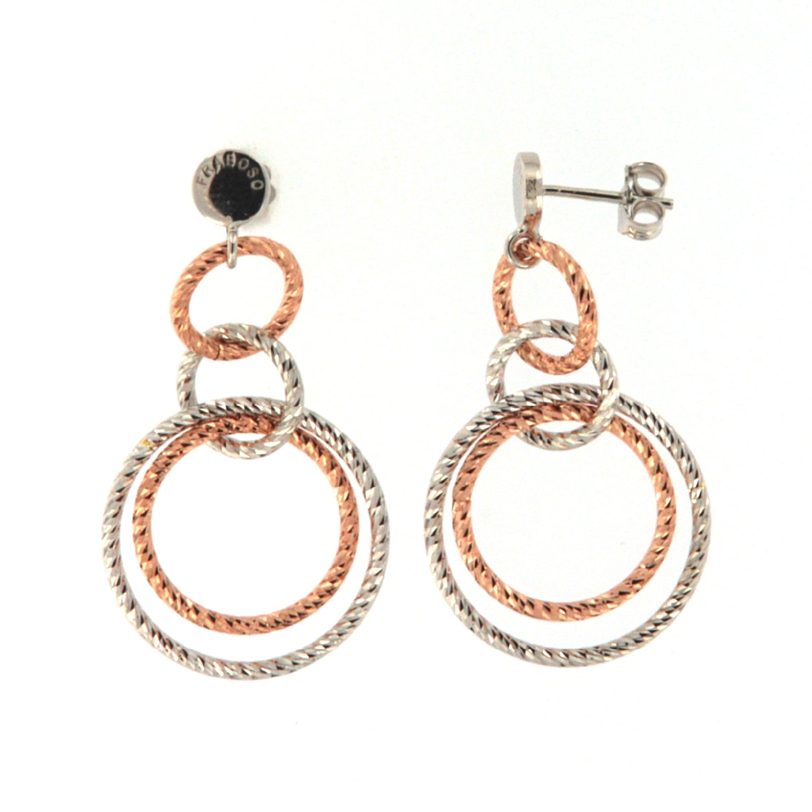 Orecchini pendenti Fraboso in argento rodiato e rosÃ© con cerchi B.OR10748BC