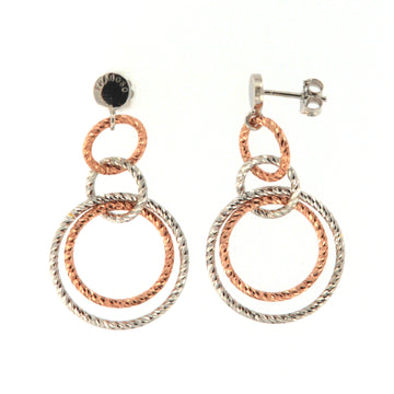 Orecchini pendenti Fraboso in argento rodiato e rosÃ© con cerchi B.OR10748BC