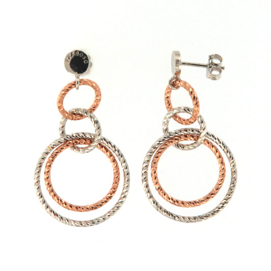 Orecchini pendenti Fraboso in argento rodiato e rosÃ© con cerchi B.OR10748BC