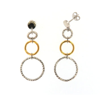 Orecchini Fraboso in argento con cerchi bicolore oro giallo MISURA UNICA